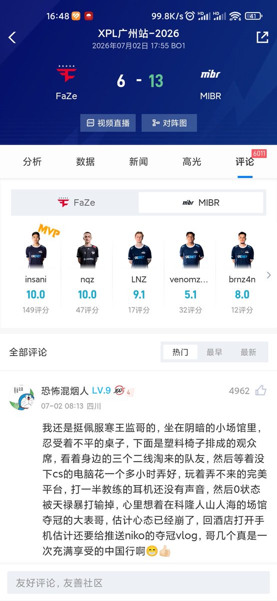 hsyplayday's tweet photo. @FaZeEsports This is a top-voted comment on the CS2 Perfect World Esports App. https://t.co/CVg6aWjgxS