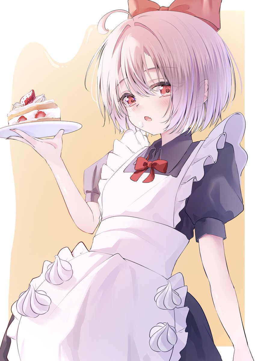 Teruru_painting's tweet photo. ケーキをつまみ食いしたであろうメイドちゃん🎀 https://t.co/Q0yAmFIsMZ