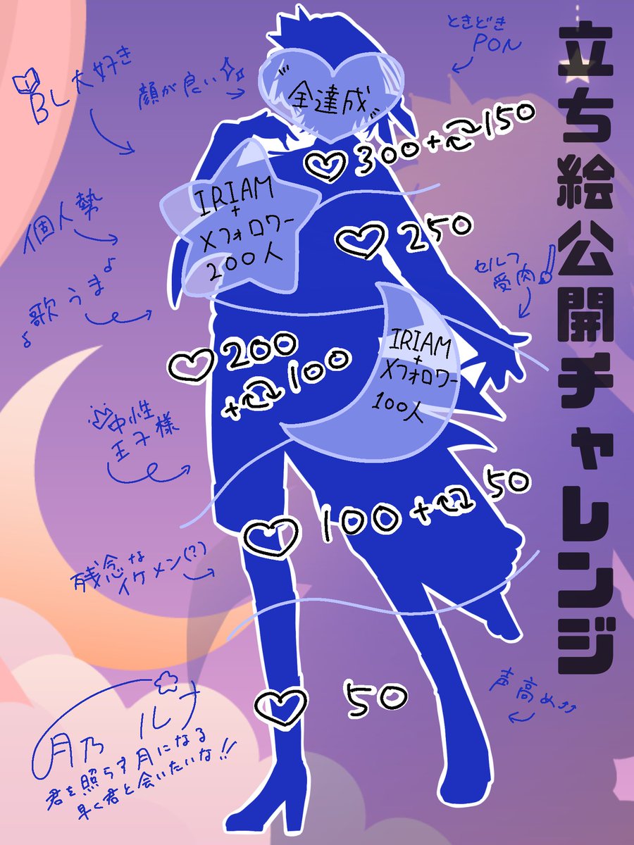 Tukino_Luna's tweet photo. 君を照らせる月になる🌙⟡.·*.

【 #立ち絵公開チャレンジ 】

･個人勢セルフ受肉🎨
･中性ポンコツ王子様👑
･自称歌うま高音ボイス✨️

君と1日でも早く会えるのを楽しみにしてるよ！

♡、RP、ﾌｫﾛｰ、全反応巡回中！
ライバーさん、フォロバ100%
 #IRIAM準備中
 #IRIAM準備中でも推されたい https://t.co/iYZUZLSDHF
