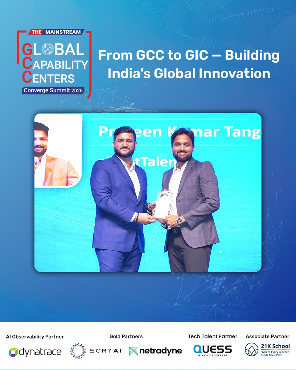 TheMainstream7's tweet photo. At GCC Converge Summit & Awards 2026, powered by #miniOrange and hosted by The Mainstream, Praveen Kumar Tangella, #alliantTalent was honored for his commitment to innovation, excellence and transformative leadership.
#TheMainstream #GCCConverge2026 #Awards #Innovation https://t.co/0iQYmsJ333