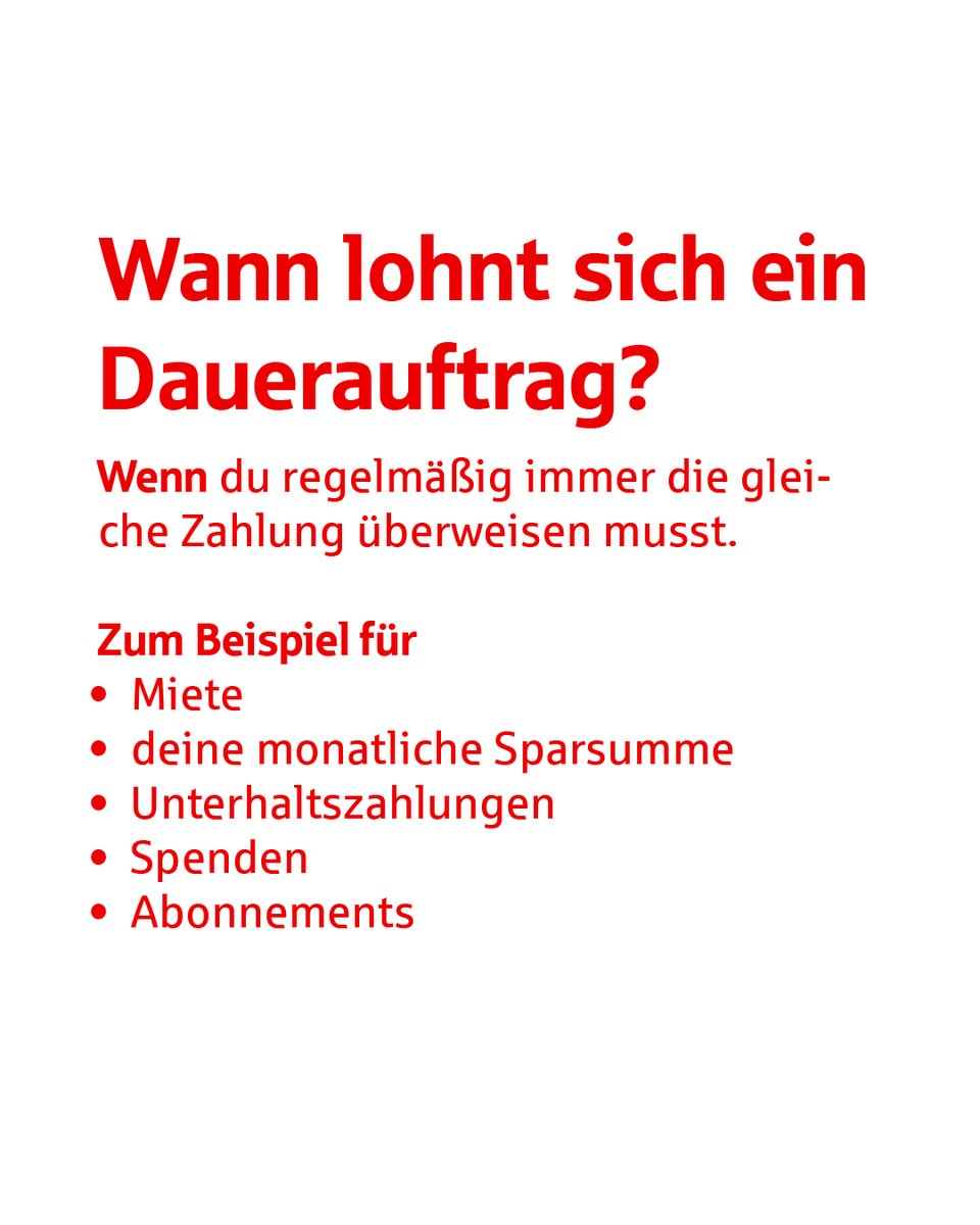 spkmk's tweet photo. Du überweist deine Miete Monat für Monat händisch? Das geht viel einfacher! 💡
Im Online-Banking kannst du unter "Banking" > "Daueraufträge" in wenigen Schritten deine Aufträge verwalten und z. B. die Überweisung deiner Miete automatisieren. ✅ https://t.co/oZuRtshaDg