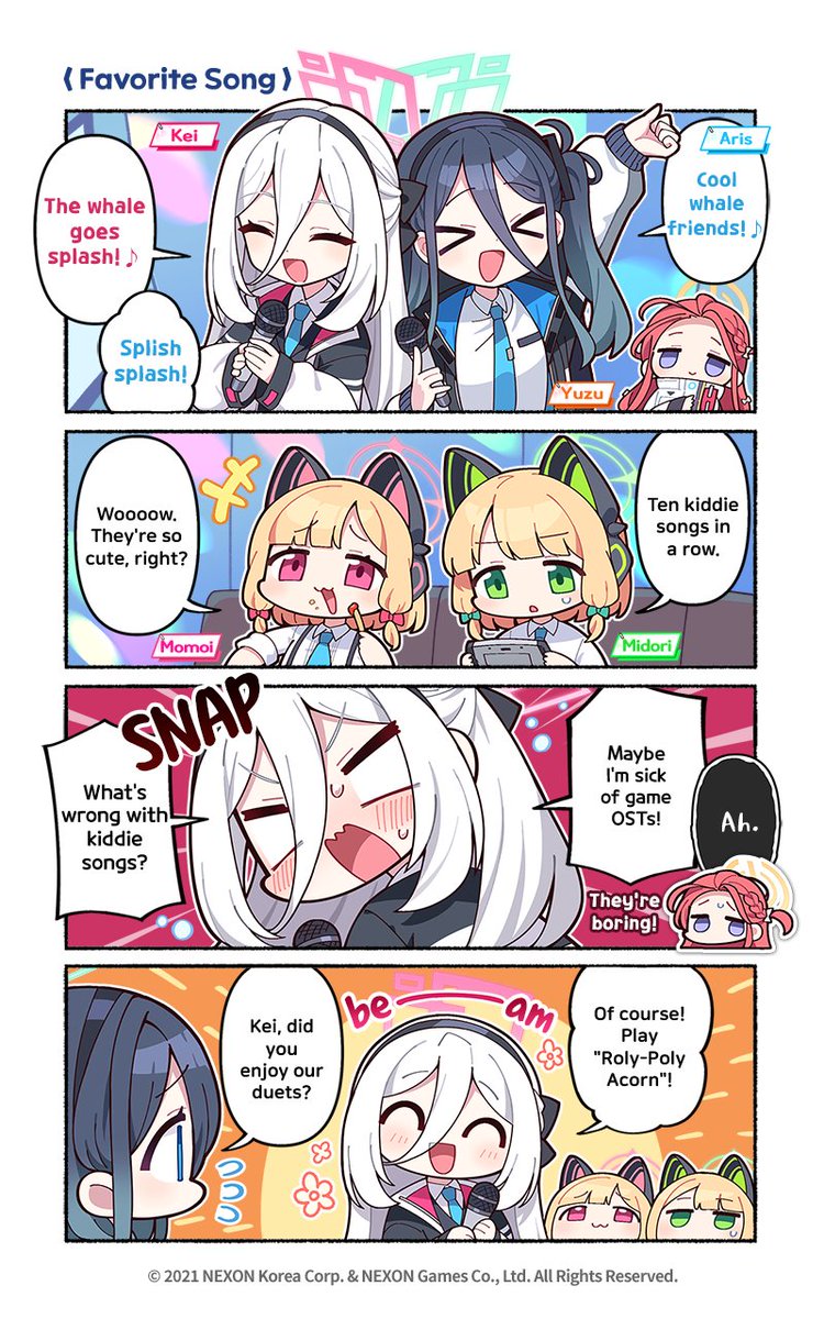 EN_BlueArchive's tweet photo. [Official 4-Panel Manga] Ep. 245
Brought to you by @donmin_h!

Sensei, sing along with us too! 
Roly↗-poly↗ acorn~♪

#BlueArchive #BlueArchive4PanelManga https://t.co/FsmWBtBB0q