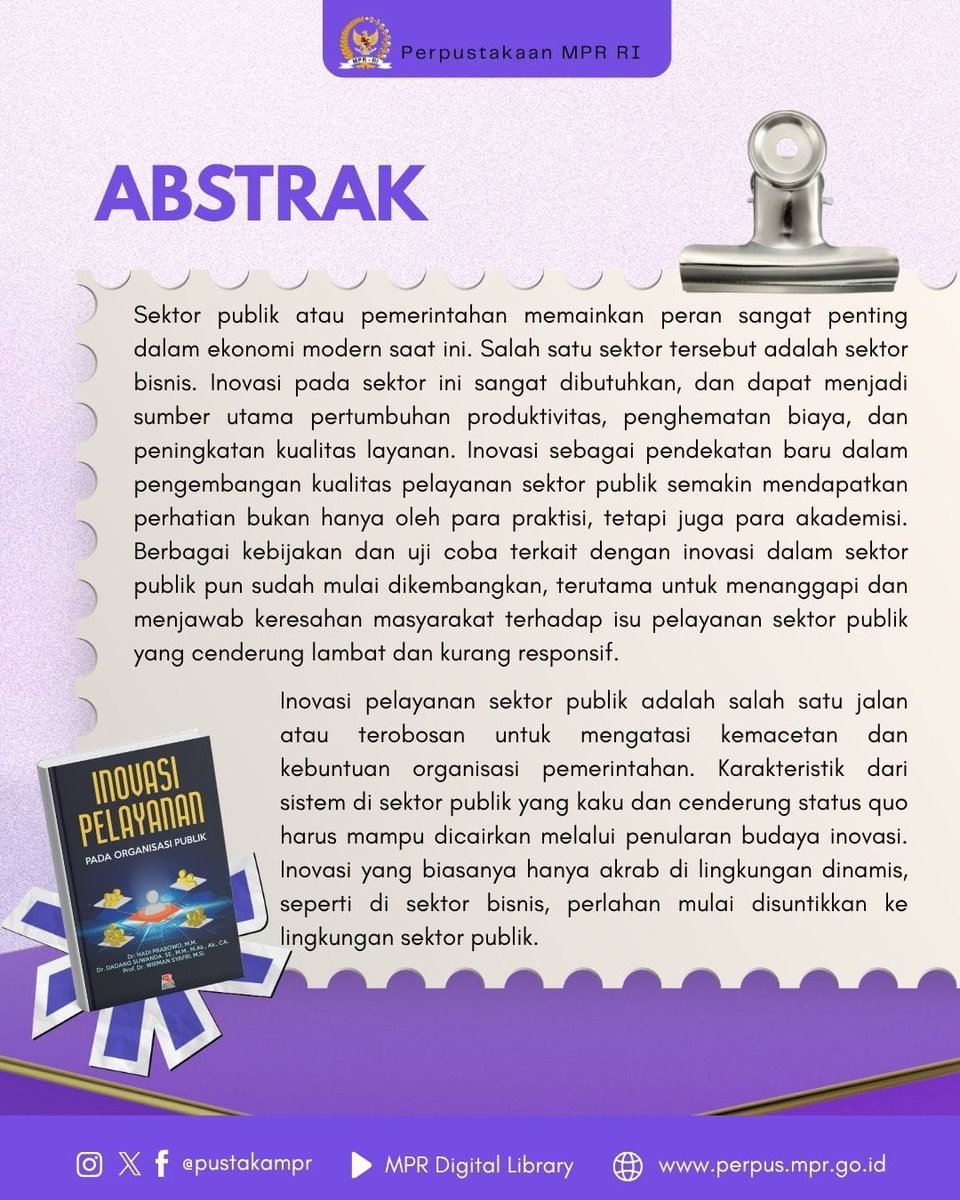pustakampr's tweet photo. Hai Sahabat Pustaka MPR,
Yuk cek koleksi terbaru kami. #SalamLiterasi https://t.co/OwPbIMblCG
