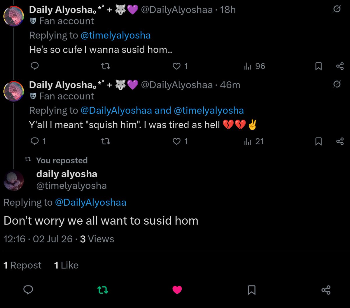 Daily Alyosha｡⁠*ﾟ⁠+ 🐺💜 tweet media