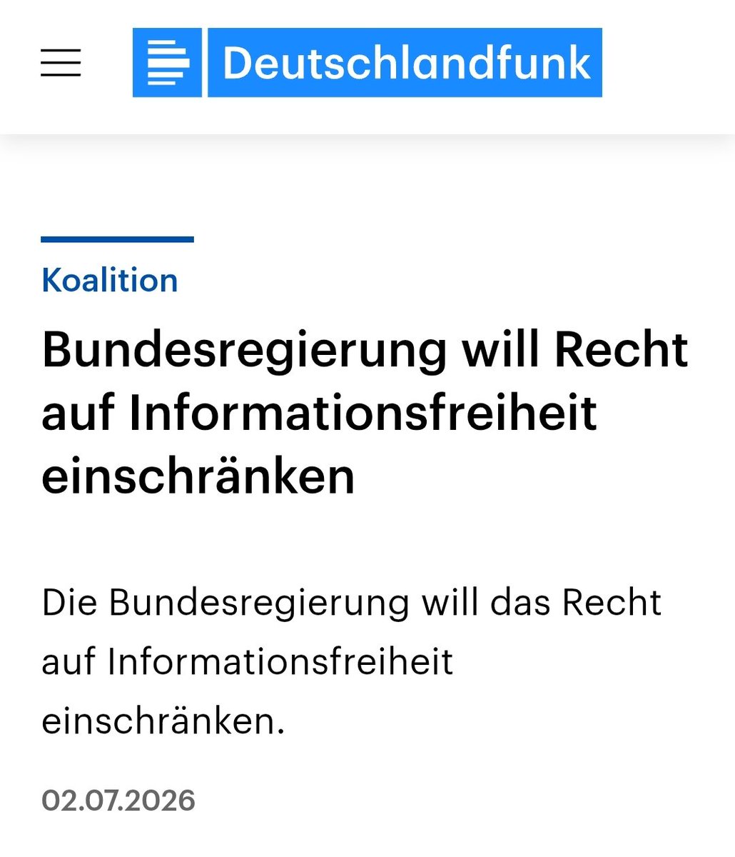 TinasBunte_Welt's tweet photo. kann sich keiner vorstellen wie immens sauer mich das macht 

Informationsfreiheit ist kein Gnadenakt der Regierung. Sie ist das Werkzeug der Bürger, Macht zu kontrollieren.

Genau SO verliert Demokratie Stück für Stück ihre Kontrollmechanismen bis am Ende nur noch Vertrauen https://t.co/Do2vvnWhDf