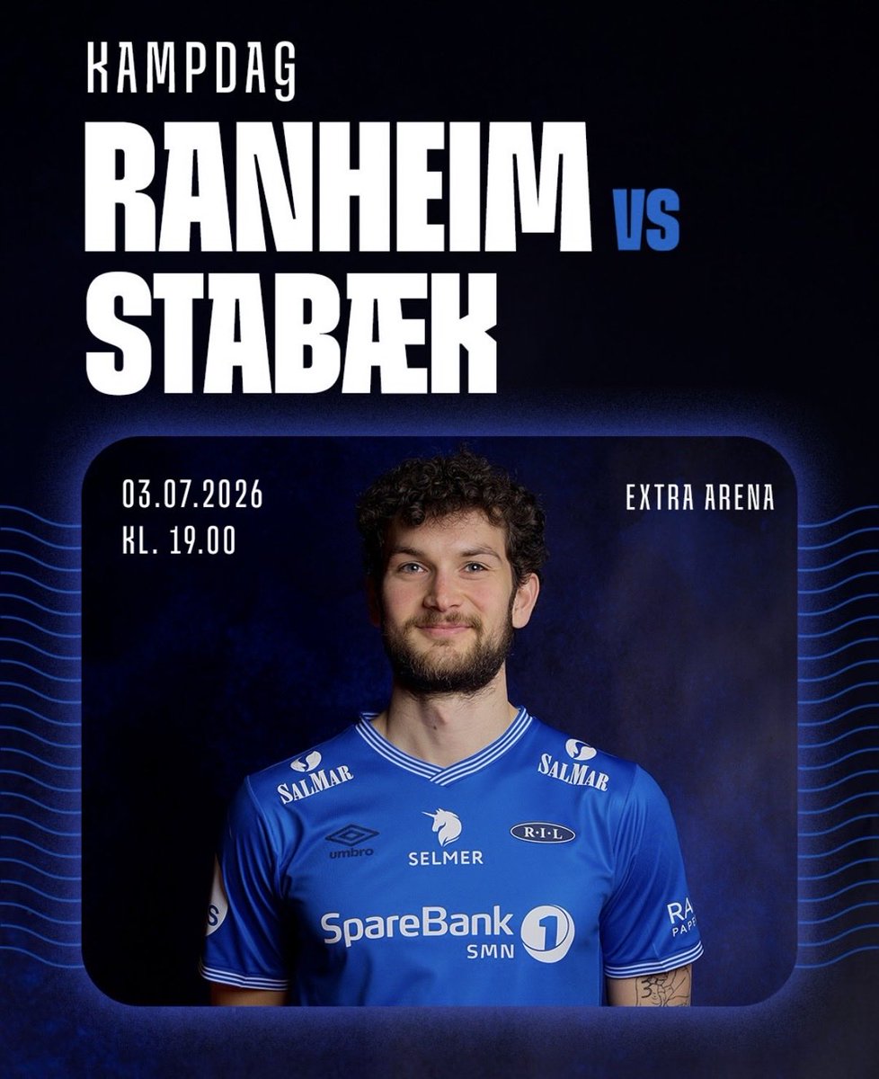 RanheimFotball's tweet photo. 💙⚽️KAMPDAG⚽️💙
🏆 OBOS-ligaen runde 14
🆚 Stabæk
🏟️ EXTRA Arena
🕖 19.00
🎟️ https://t.co/r3lL9QkTh1!

Overvik Corner åpner 17.00, der kommer Trond Helge Johnsen og inntar vår splitter nye scene, Ladekaia Corner, inne i puben💥 https://t.co/a3NQrusFtn