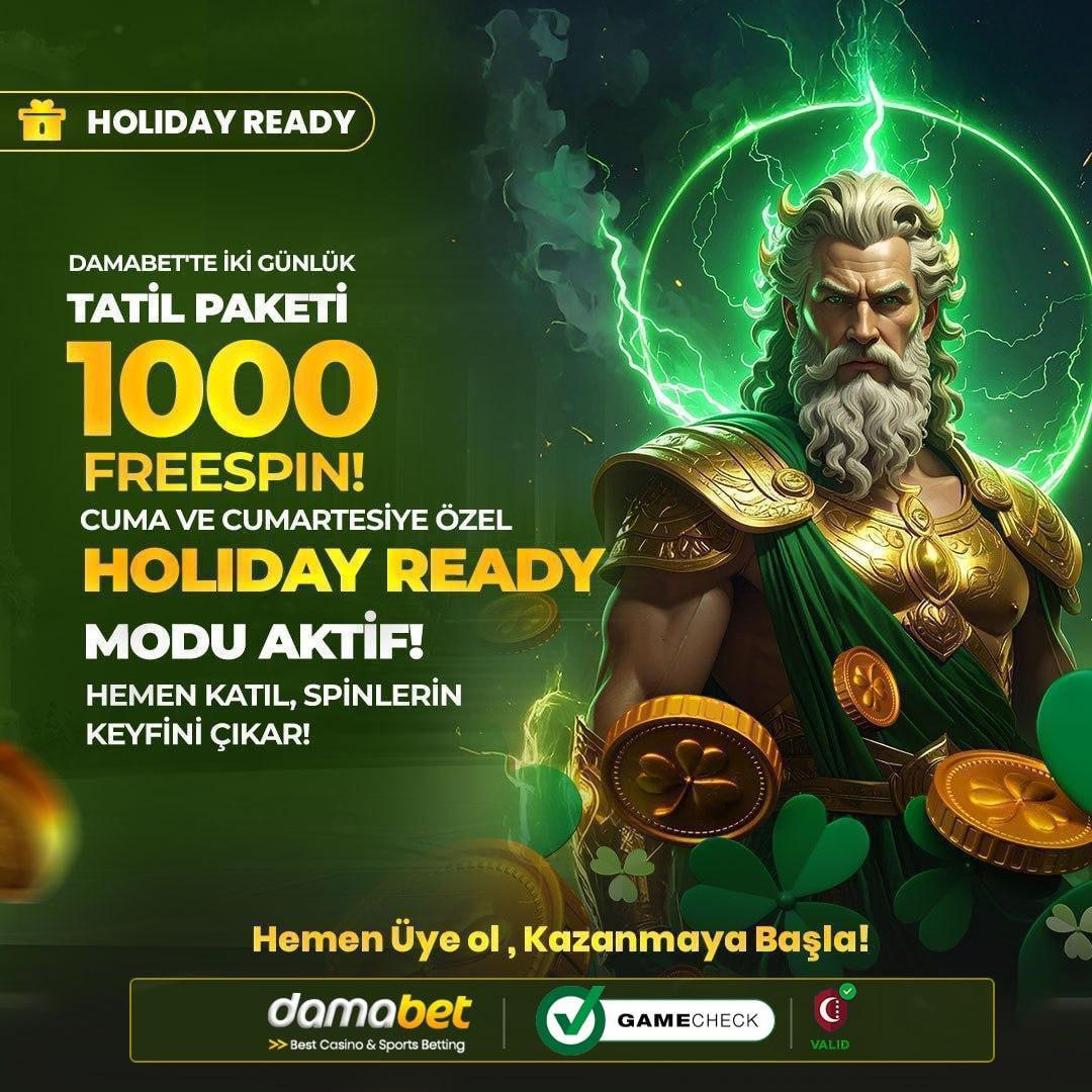 damasosyal's tweet photo. 🏝 Damabet'ten İki Günlük Tatil Paketi HOLİDAY READY Modu Aktif!
 
🏖 Cuma ve Cumartesi Günleri Yapacağınız Yatırımlara Gün Sonu Talep Edebileceğiniz FREESPİN Fırsatı DAMABET (https://t.co/qYafMMu2jP)'TE

✅ 500₺ Yatırımınıza 100 FREESPİN !

✅ 1000₺ Yatırımınıza 200 FREESPİN ! https://t.co/saf4irhW0j