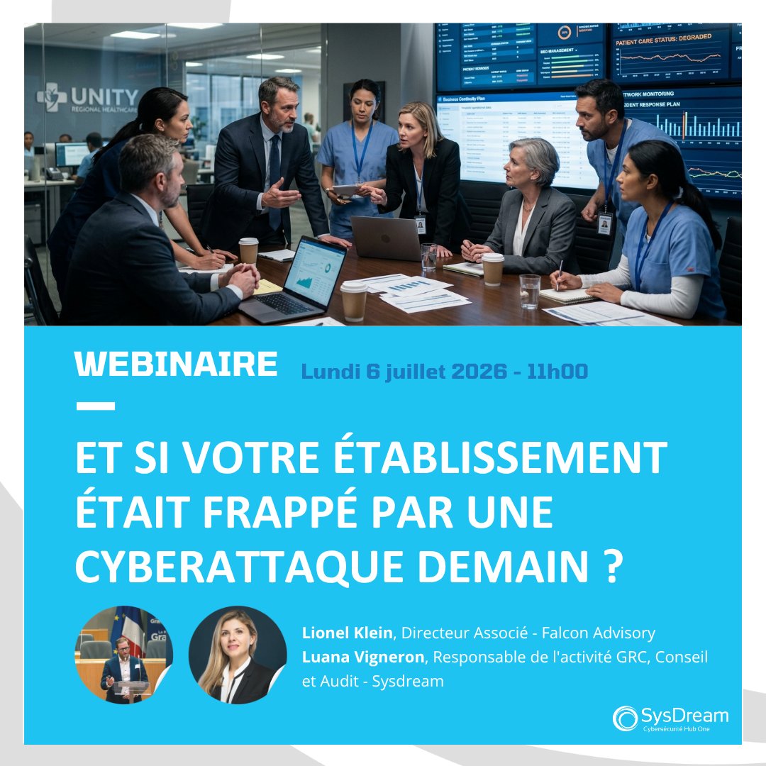 sysdream's tweet photo. Une cyberattaque ne teste pas seulement la technique. Elle révèle votre capacité à décider, communiquer et maintenir l'essentiel.
📅 6 juillet à 11h00 : webinaire sur le Domaine 2 du programme CaRe.
👉 https://t.co/JouJf53Q72 https://t.co/wwsoTeTNpk