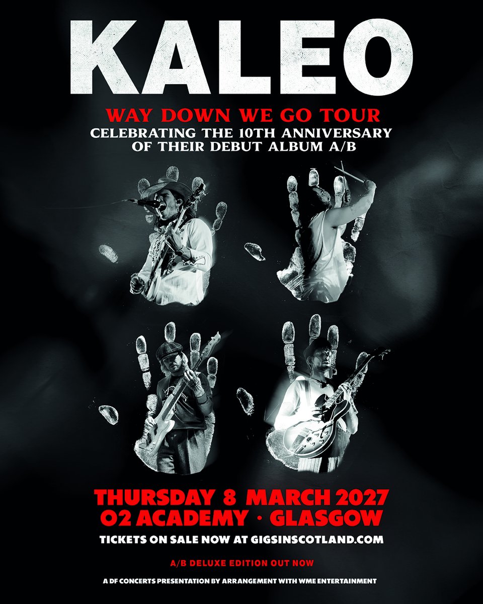 O2AcademyGla's tweet photo. Icelandic band @officialkaleo are heading to O2 Academy Glasgow to celebrate the 10th Anniversary of their debut album A/B. Here Thursday 8 March.

Tickets on sale NOW-https://t.co/8IhPvmF4sZ https://t.co/mxvZLutDBL