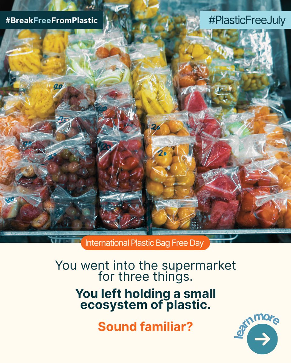 brkfreeplastic's tweet photo. 1/

Today is International Plastic Bag Free Day! 

 We can't be the only ones who walk into a supermarket with no plastic and walk out with a week's worth of it.
It’s not your fault. https://t.co/UjkOXtCAVk