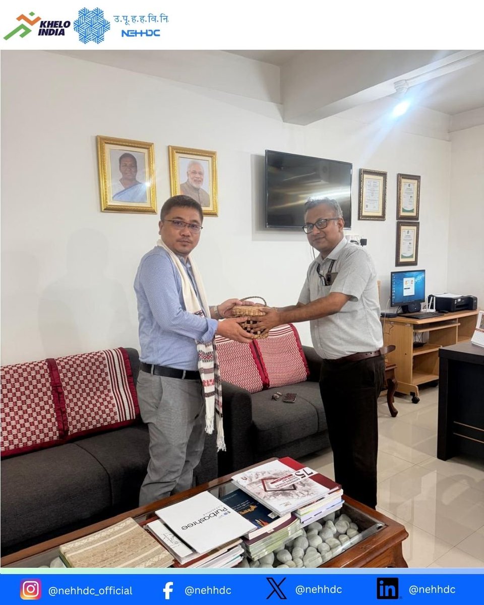 nehhdc's tweet photo. NEHHDC welcomed Shri Pausianmuang Tunglut, Director (SD&SL), MDoNER, for a review of ongoing projects and discussions on the proposed Vision Plan.
#NEHHDC #MDoNER #NorthEastIndia #Handloom #Handicrafts https://t.co/Wd9BJSzwcc