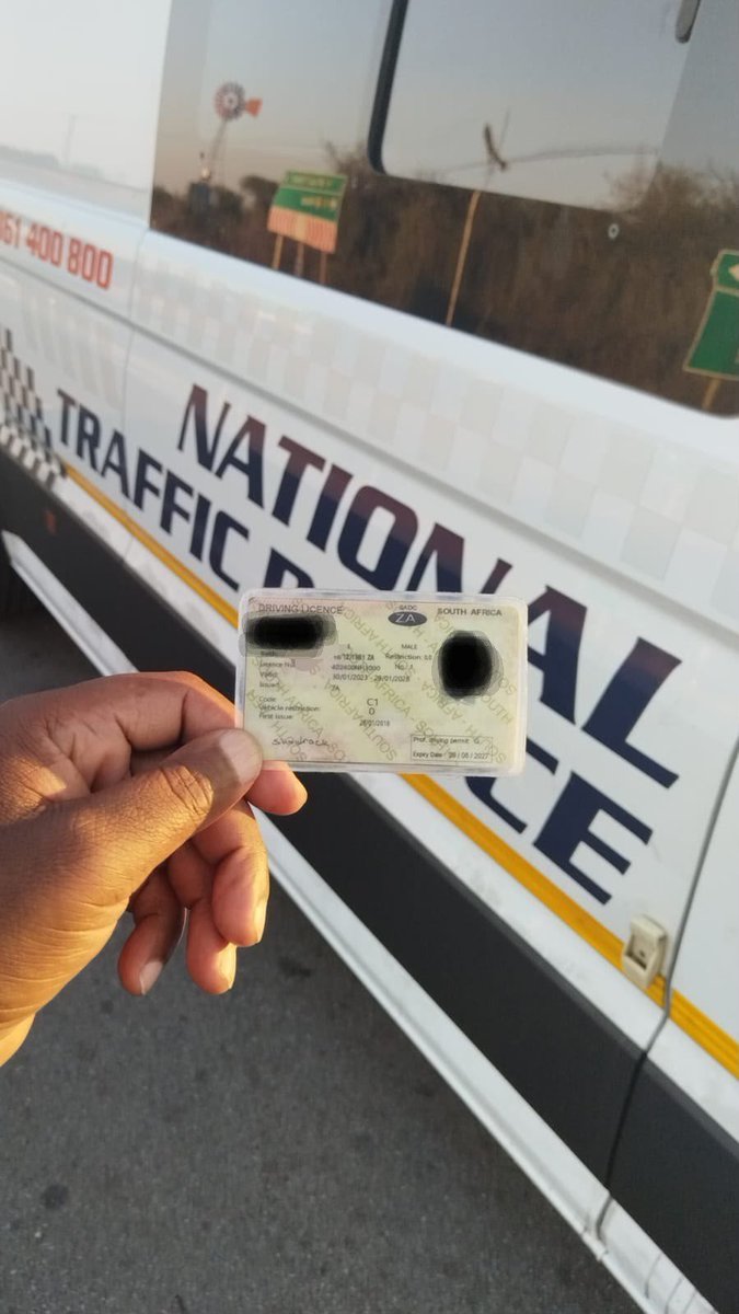 Dotransport's tweet photo. Foreign National Arrested for producing Fraudulent Driver's Licence.

The National Traffic Police arrested a foreign national at Baobab, Musina, after the suspect was found in possession of a fraudulent driver's licence during a law enforcement operation.

The NTP remains committed to enforcing the law without fear or favour. Fraudulent documents will not be tolerated, and offenders will be arrested and prosecuted.

#SayNoToBribe