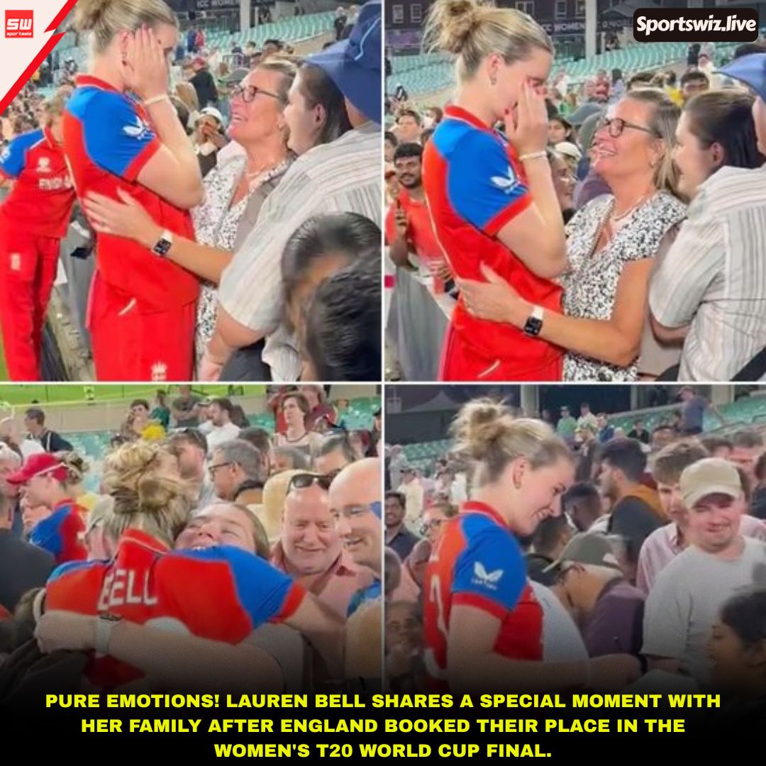 mysportswiz's tweet photo. PURE EMOTIONS!
A beautiful moment as Lauren Bell celebrated with her family after England booked their place in the ICC Women's T20 World Cup 2026 Final.
https://t.co/7Wm3X0Tlrs
#TeamIndia #ShubmanGill #TestCricket #INDvsSL #ApolloTyres #Cricket #CricketFans #Sportswiz https://t.co/nzWo355HdT