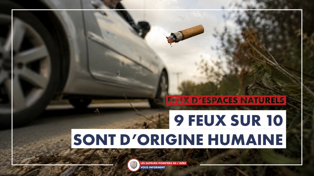 sdis38's tweet photo. #ÉtéEnSécurité | Savez-vous que 9 feux sur 10 sont d'origine humaine ? 
Ensemble, ayons les bons réflexes : la cigarette c'est direct dans le cendrier.

Le bon réflexe, c'est de jeter vos mégots dans un cendrier. En forêt, il est interdit de fumer. https://t.co/7w2GG82pcV