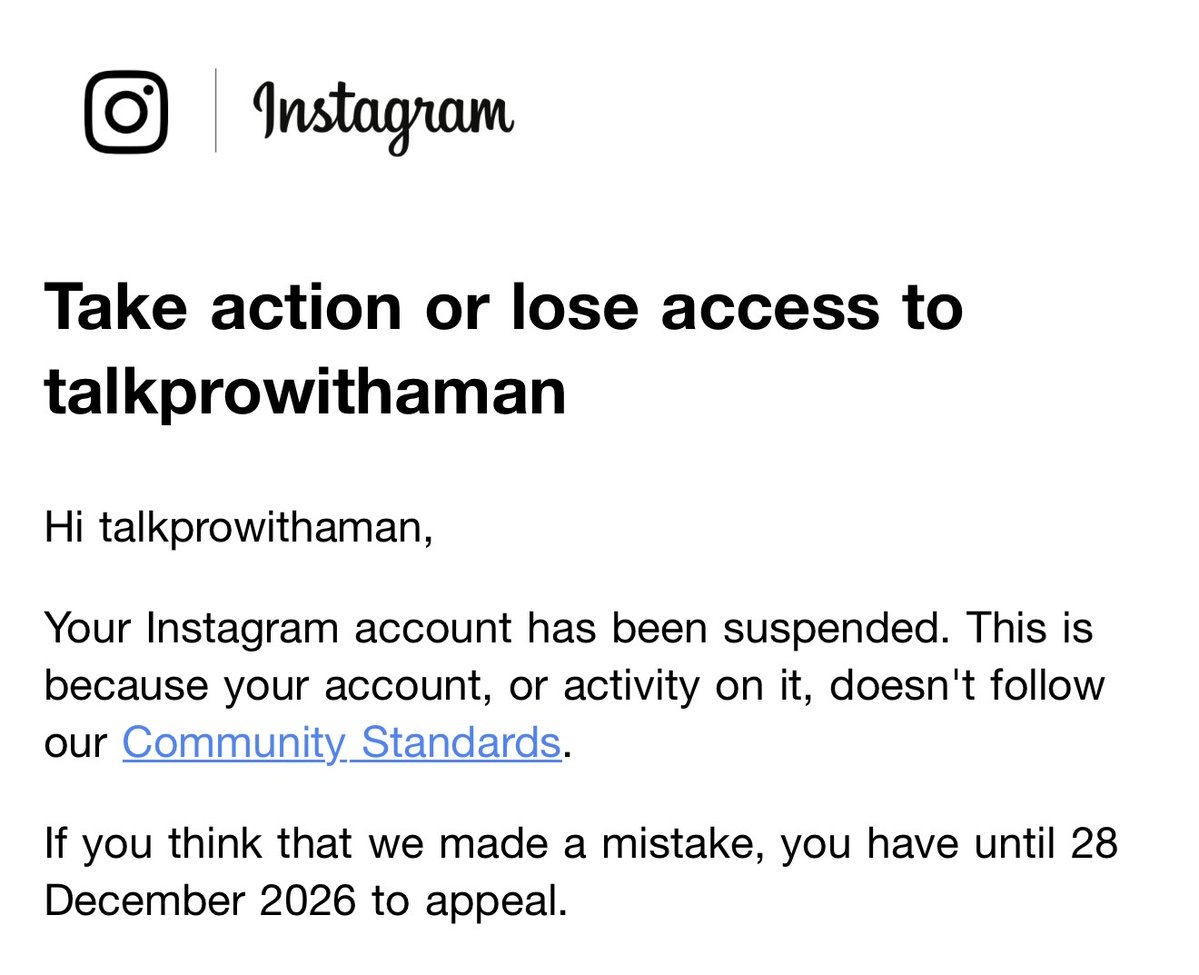talkprowithaman's tweet photo. Hey @instagram @Meta, my account @talkprowithaman was suspended for a "community standards" violation on July 2 - never posted anything that breaks your guidelines, I create career content for students. 

It's been 2 days with no update. Please review. 🙏 https://t.co/AlYMMtDtc0