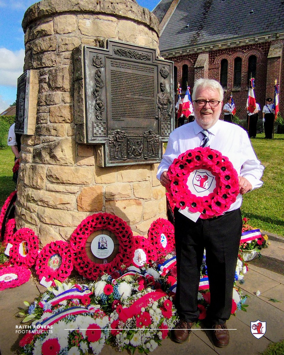 RaithRovers's tweet photo. 💙 This week, Marshall Bowman represented the club at Contalmaison to mark the anniversary of the Battle of the Somme.

He laid a wreath in honour of McCrae's Battalion, which included seven Rovers players, three of whom lost their lives.

A poignant reminder of the courage and sacrifice of those who served.
