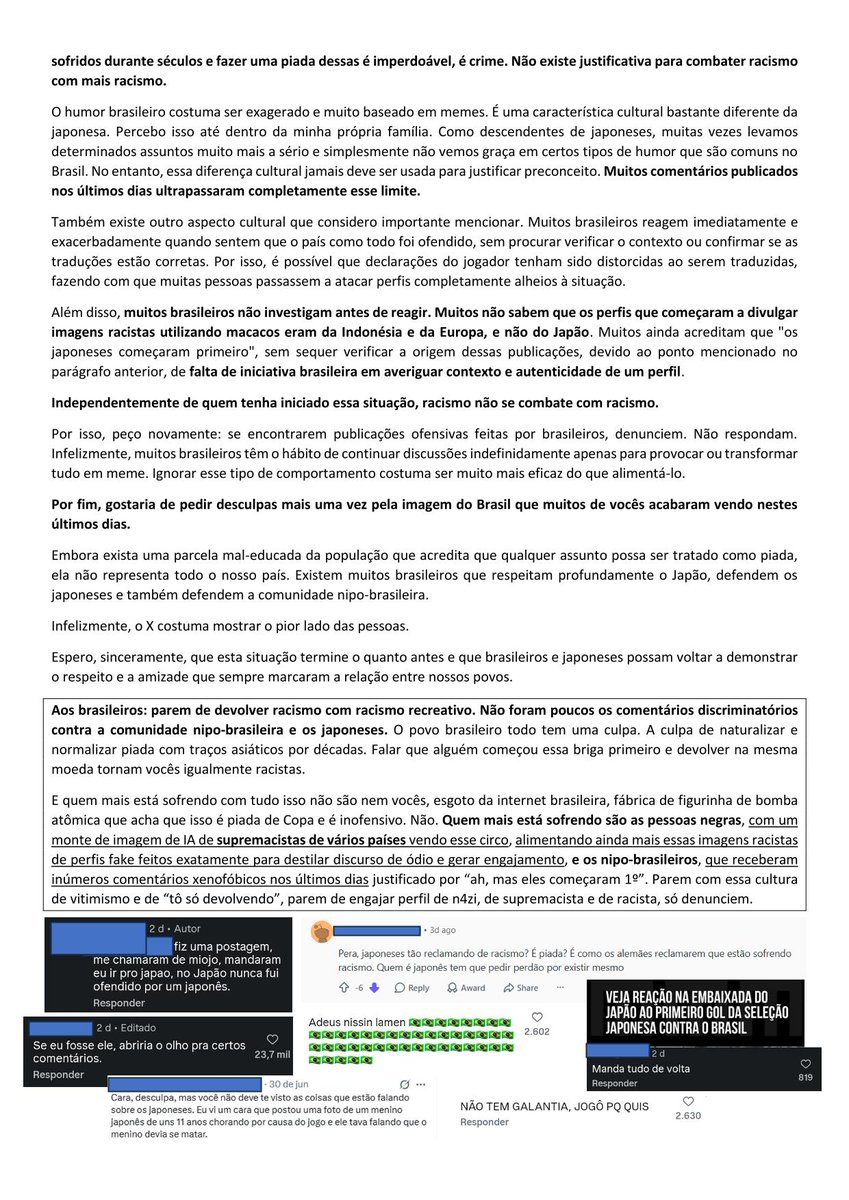 AlarmingPoem's tweet photo. Como nipo-brasileira, deixo um recado aos povos de Japão e Brasil e peço desculpas em nome dos brasileiros. Embora eu mesma sofra piadas por meus traços asiáticos aqui, sei que isso não representa a todos. Infelizmente, o país tem muito a melhorar. https://t.co/Dh4bwUgATT