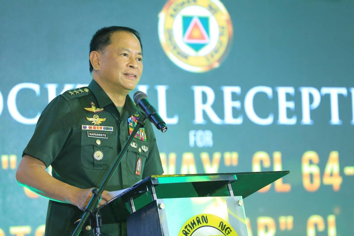 AFPCRS's tweet photo. Army Chief to upcoming Officers: Your rank is a solemn Covenant to the Nation
#OneAFPOnePhilippines
#StrongAFPStrongPhilippines
#OurSeasOurRightsOurFuture
#ProtectingtheSeasSecuringOurFuture
#AFPyoucanTRUST
#MatatagNaSandigan 🫡🇵🇭 https://t.co/r94Asq0pjL