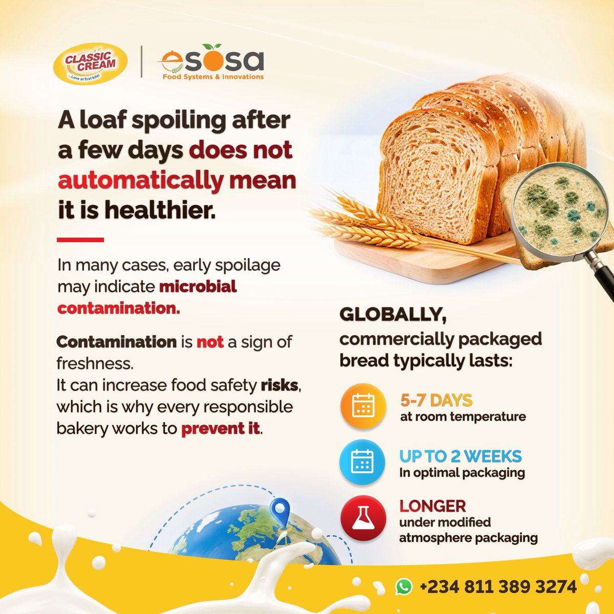 EsosaFood's tweet photo. We’ll explore bread: how it is made, why it spoils, what affects shelf life, and the science that keeps it safe.

Swipe to discover why myths do not determine bread shelf life.

What’s the biggest bread myth you’ve heard?

#TheTruthAboutBread #BreadEducation #ClassicCreamBread https://t.co/7P71EyYcBf