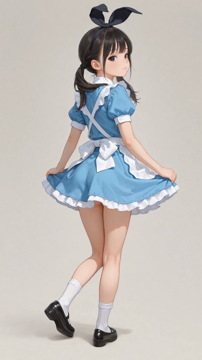 AliceLavli's tweet photo. 後ろを振り返るポーズプロンプトをどうぞ♪
standing, full body, back facing the viewer, back view, shoulders turned completely away, hips facing directly backward, strong over-the-shoulder glance, head turned almost 180 degrees toward the viewer, neck twisted gracefully, deep torso twist, shoulders rotated dramatically, back prominently displayed, waist twisted, weight shifted onto one leg, the other leg relaxed slightly behind, arms hanging naturally, elegant posture, graceful back line, soft S-curve silhouette