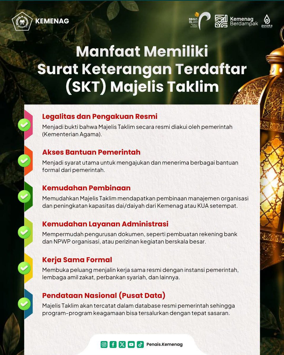 kuaglagah's tweet photo. Ayo daftarkan segera majelis taklimmu ke KUA sesuai domisili majelis taklim, apa manfaatnya...???
Silahkan simak flyer di atas... 
#kemenagri https://t.co/TZStUcH3Xy