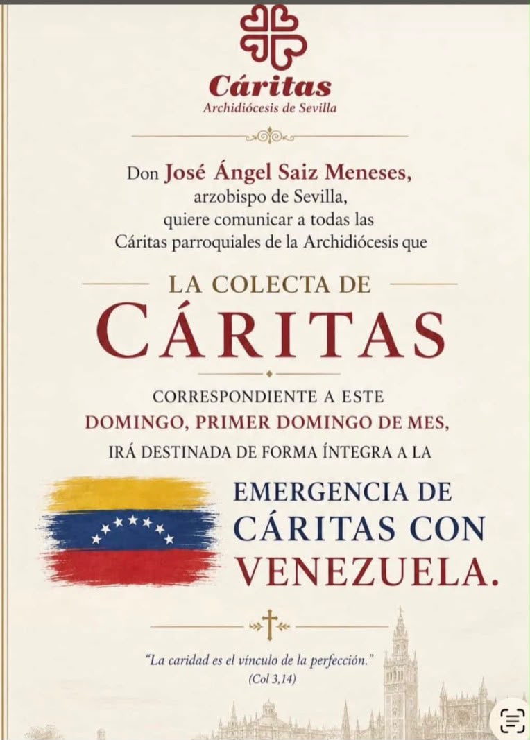 hdaddelsol's tweet photo. 🔴 La colecta de Cáritas de este primer domingo de mes se destinará a ayudar a las víctimas de Venezuela https://t.co/tiN99OrrC7