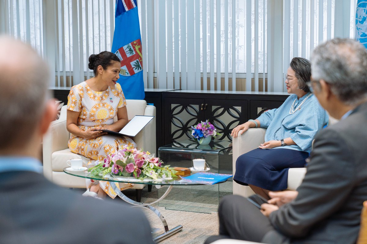 UN_Armida's tweet photo. A valuable exchange with Minister Lynda Tabuya on #Fiji’s environmental priorities.

From climate resilience to urban waste management, they reflect a wider Pacific reality: sustainability must respond to both long-standing vulnerabilities and emerging pressures. #EnvCom9 https://t.co/9RB2Z6oRzi