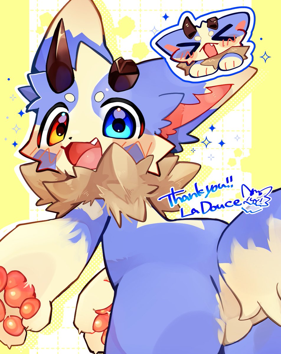 reruponzu's tweet photo. skebありがとうございました！！🐾💙💛 https://t.co/ZaIGEGE2eQ