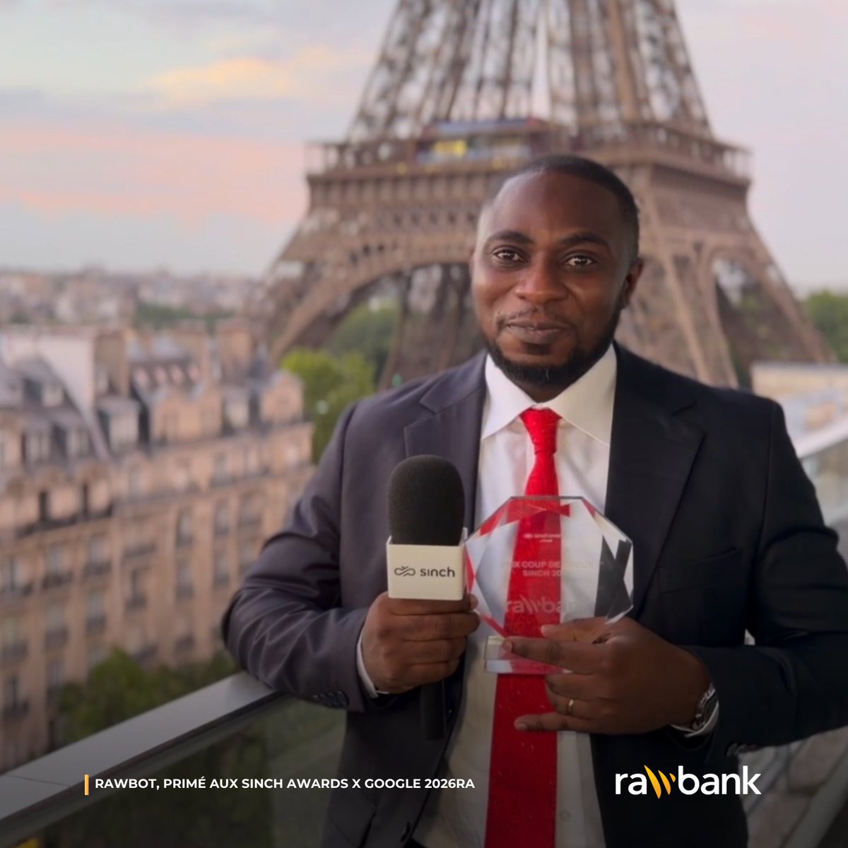 Rawbank_sa's tweet photo. 🏆 #Rawbot, le chatbot de #Rawbank, récompensé à Paris !

Lauréat du prix « Coup de cœur – Solution innovante » aux #SinchAwards x #Google 2026, Rawbot s'est distingué parmi plus de 100 entreprises internationales.
Une reconnaissance qui récompense notre engagement en faveur de l'innovation et d'une expérience client toujours plus performante.

#Rawbank #Rawbot #Innovation #InvestInDrc #RDC #AuDelàDUneBanque