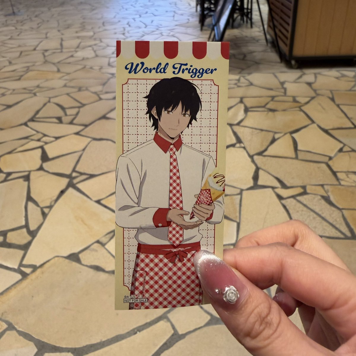 m__khrt's tweet photo. 【交換】ワールドトリガー ワートリ マリオンクレープ コラボ

譲：
特典 ステッカー 烏丸
コースター 太刀川★
ポラショ 出水

求：
同種 空閑

出先の為IDなし。現在池袋におります。★を含めて纏めて交換できる方優先。手渡し>郵送。検索からもお気軽にお声掛けください。 https://t.co/6RFnJ32LDM