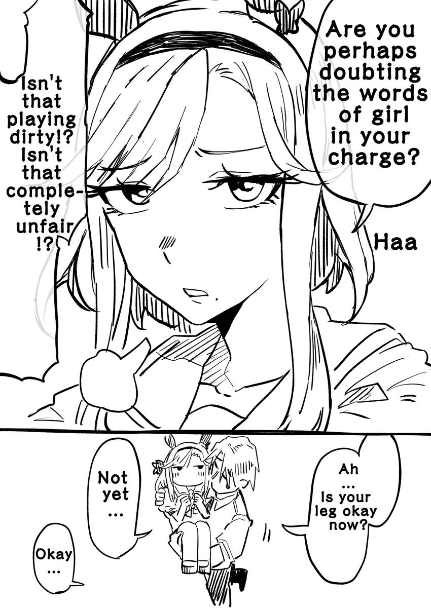 01s_nab23's tweet photo. Art by = @Tikusen1216 
TL:EN 
"Max Affection Aruvu-san enters the race" 
#ウマ娘 #Umamusume #ウマ娘英訳 #UmaTranslations https://t.co/EFP7LCv9ok
