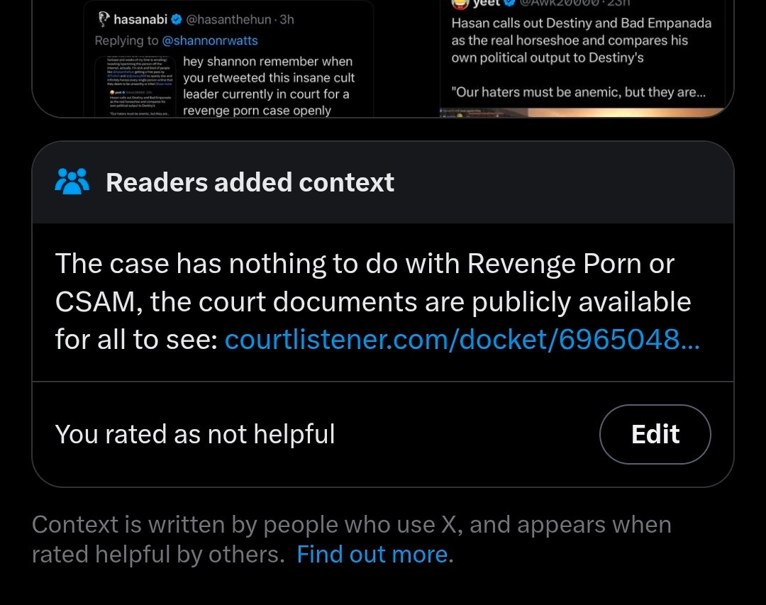 KweenInYellow's tweet photo. If you click the link provided by the community note and open the complaint the case is entirely about revenge p*rn lol https://t.co/bdBJTFUTYd