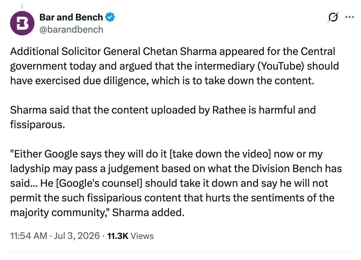 SachdevaAmita's tweet photo. 🚨 Important Update on the Legal Battle to Defend Sanatana Dharma

Today, the Hon'ble High Court heard our Writ Petition and has directed the Grievance Appellate Committee (GAC) to decide our appeal for the removal of Dhruv Rathee’s highly offensive and defamatory video within 15 days. The Court has also granted us the liberty to approach the Hon'ble High Court again if our grievance is not resolved within the stipulated time.

Special thanks to Sr. Makarand D. Adkar (@AdkarMakarand) for his valuable guidance and constant support.
Heartfelt thanks also to Adv. Vikram Kumar, Adv. Yadavendra Saxena, and Adv. Mayank Dwivedi for their dedicated efforts.

The fight to protect the dignity of Bhagwan Shri Ram, Seeta Mata, and Bhagwan Shri Krishna continues with full force. We remain confident that truth and faith will prevail.

Jai Shri Ram 🙏
Jai Shri Krishna 🙏
#DefendDignity #StandForIndia #RespectFaith #SanatanaDharma