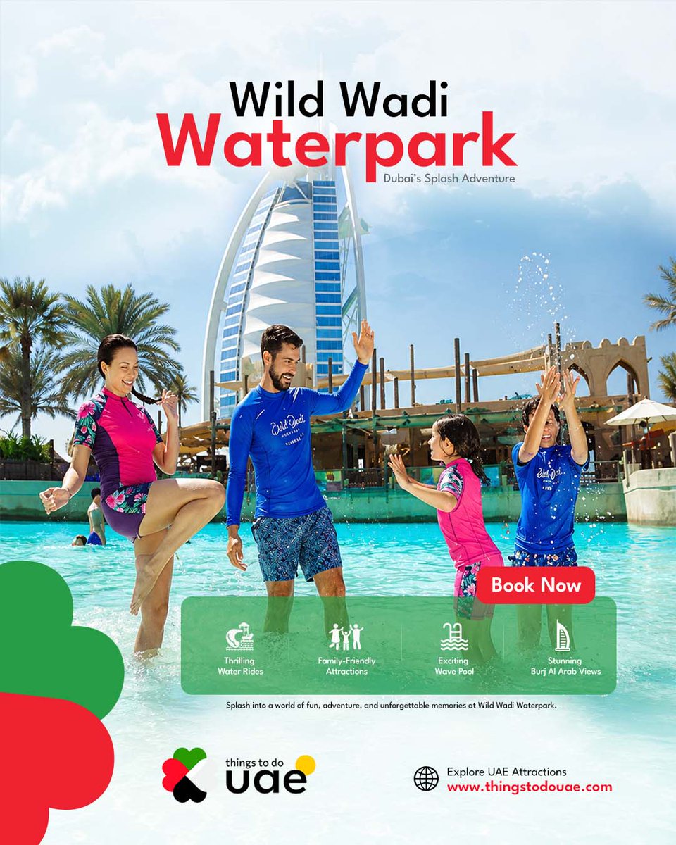thingstodouae's tweet photo. Cool off with slides, rides, and endless water fun at Wild Wadi Waterpark! 🌊☀️ 

✨ Secure, real-time booking (No forms or WhatsApp) ⭐ 4.9 Stars | 10,000+ happy users
🎟️ Book instantly: https://t.co/lxqdUH5IXy
#WildWadi #DubaiWaterpark #WaterFun #ThingsToDoUAE https://t.co/RzLc3YsMce