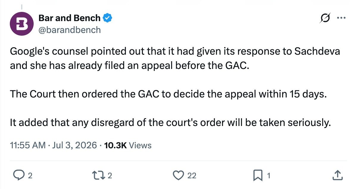 SachdevaAmita's tweet photo. 🚨 Important Update on the Legal Battle to Defend Sanatana Dharma

Today, the Hon'ble High Court heard our Writ Petition and has directed the Grievance Appellate Committee (GAC) to decide our appeal for the removal of Dhruv Rathee’s highly offensive and defamatory video within 15 days. The Court has also granted us the liberty to approach the Hon'ble High Court again if our grievance is not resolved within the stipulated time.

Special thanks to Sr. Makarand D. Adkar (@AdkarMakarand) for his valuable guidance and constant support.
Heartfelt thanks also to Adv. Vikram Kumar, Adv. Yadavendra Saxena, and Adv. Mayank Dwivedi for their dedicated efforts.

The fight to protect the dignity of Bhagwan Shri Ram, Seeta Mata, and Bhagwan Shri Krishna continues with full force. We remain confident that truth and faith will prevail.

Jai Shri Ram 🙏
Jai Shri Krishna 🙏
#DefendDignity #StandForIndia #RespectFaith #SanatanaDharma