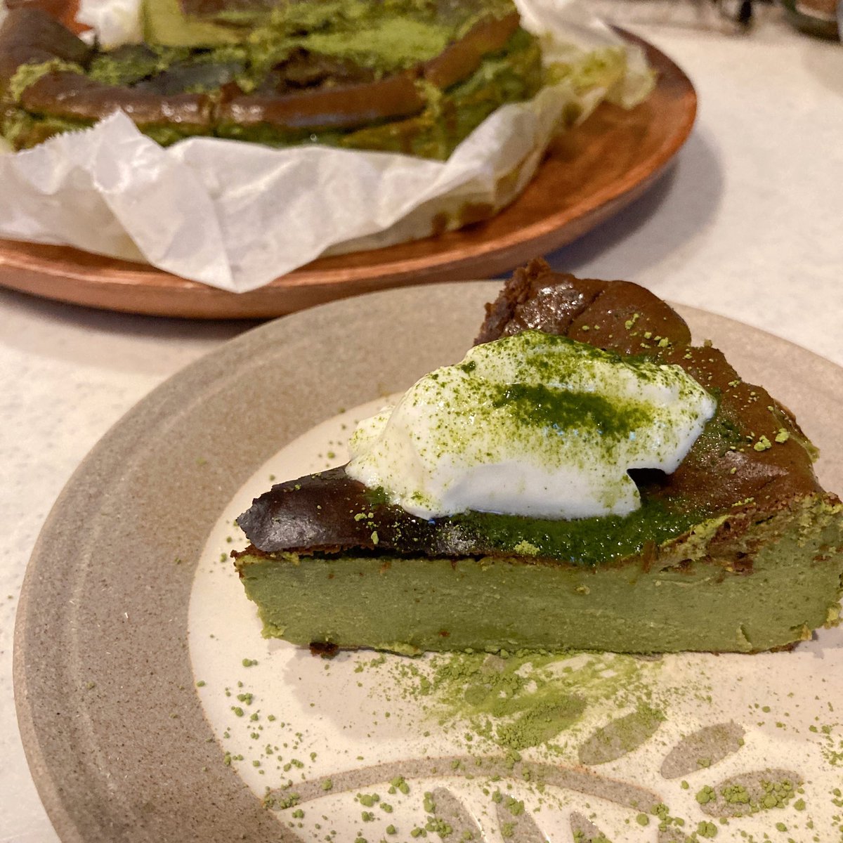 minidayo1103's tweet photo. 抹茶バスクチーズケーキ🌿☆*:.｡.

グルテンフリーで重たすぎず、
濃厚なのに食べやすい◎
とっても美味しかった☺️💚

柾哉くん、ありがとう〜！
#まさやのおやつ時間
#木村柾哉 https://t.co/V1QdnOIaSj