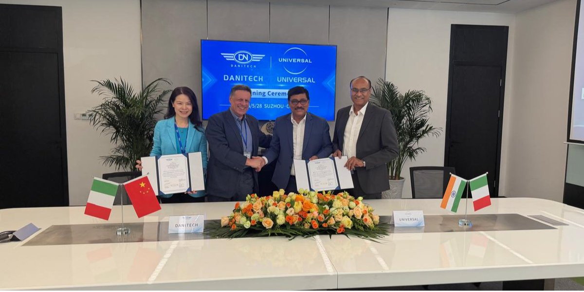 homefvc's tweet photo. UMPESL has partnered with Danitech Group as its exclusive India partner to deliver advanced textile dyeing, finishing and automation solutions, strengthening innovation and sustainability in textile manufacturing.
Read More:- https://t.co/kLG59mOBEw
#UMPESL #Danitech https://t.co/qSQDFCriFp