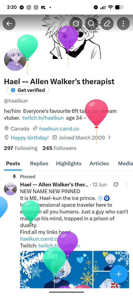 haelkun's tweet photo. I realized the first thing I posted on my birthday was that and it's perfect 10/10 but also hi it's my birthday. I'm streaming at 1pm PST for like 10hrs come say hi. Even if this is your first time seeing me. https://t.co/QczfKaCX77