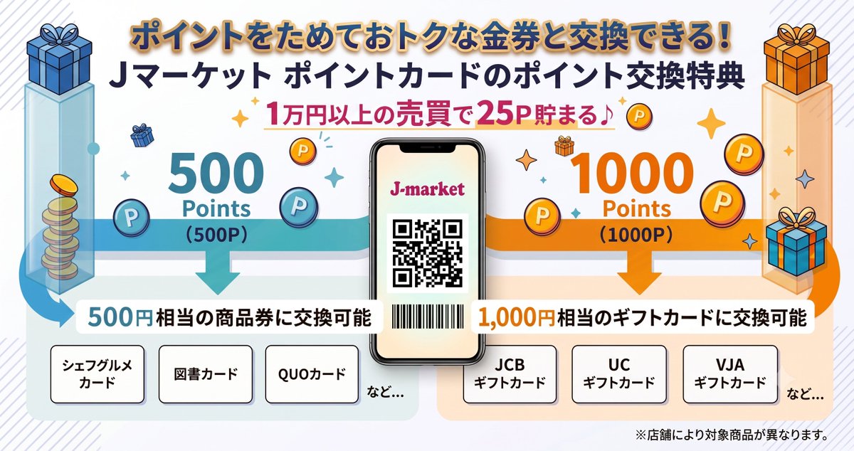 Jtenchika's tweet photo. ／
おトクな金券と交換できる！
Jマーケットポイント🐈
プレゼントキャンペーン実施中🎁
＼

詳しくはメインポストをチェック✅

交換できる商品の参考例はこちら https://t.co/r8n79A8amV