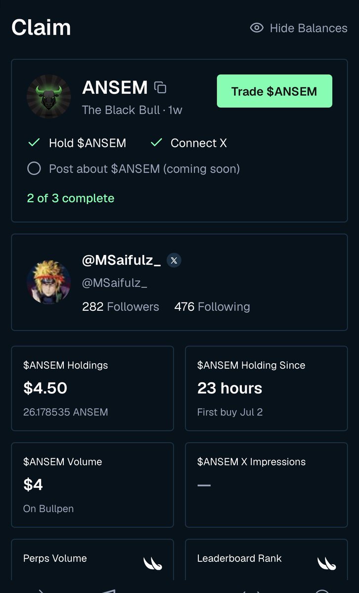 HumbleMinato's tweet photo. Just joined the $ANSEM campaign on @BullpenFi 
 
Love the approach from linking wallets with X accounts to reward real holders, traders, and contributors.

https://t.co/rcOBDzXZKh

Connected all my wallets. Looks like onchain activity + social impact will matter most.

@blknoiz06 https://t.co/jD76kTolid