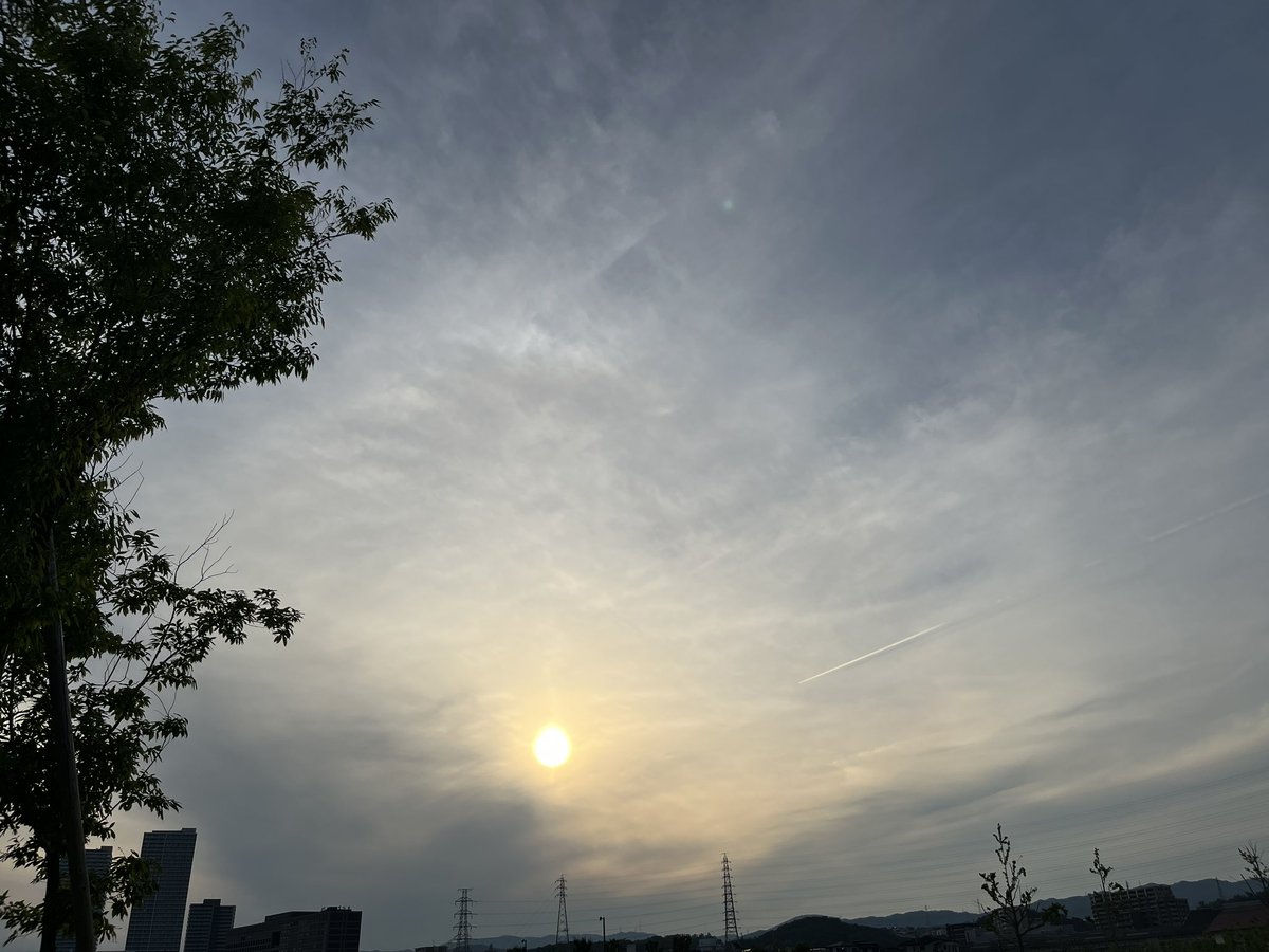 nooooon_met's tweet photo. 薄曇り@高槻
高層雲と巻層雲が広がり、薄っすらとハロが現れてる。飛行機雲とその影も✈️
#イマソラ #モクシカンソク https://t.co/L0mrt4NCBn