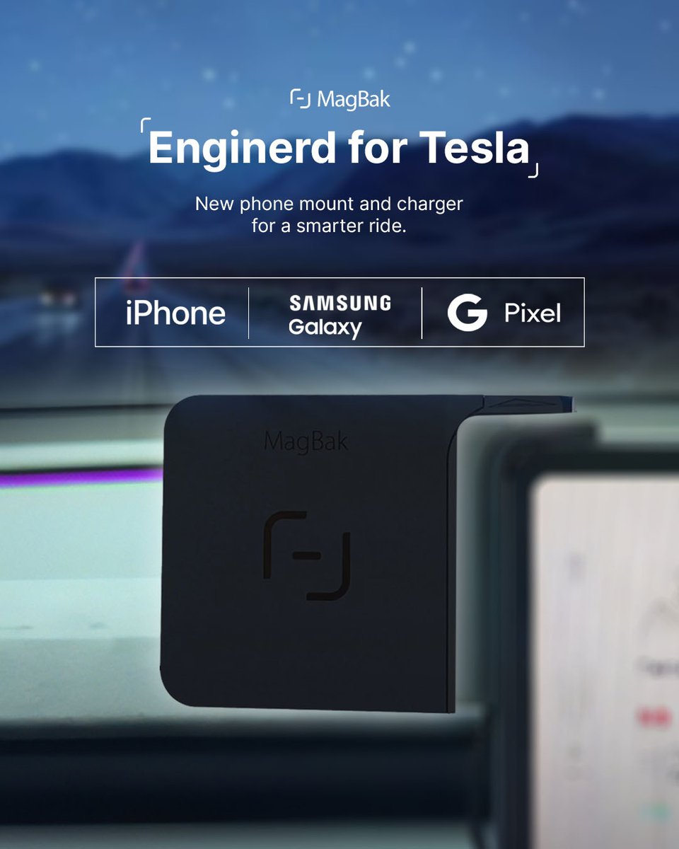 magbaksays's tweet photo. The BEST line-of-sight mount and iPhone wireless charger designed for your Tesla to blend seamlessly into the dashboard.