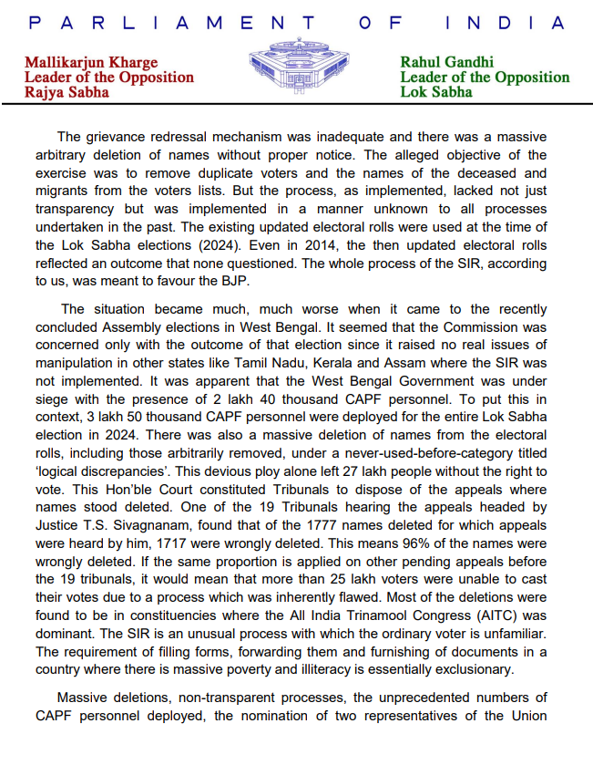 INCIndia's tweet photo. On 28th June 2026, 24 opposition parties along with an independent MP wrote to the Hon'ble Chief Justice of India on the flawed SIR process, the partisan role of the Election Commission of India, and other election-related issues.  

Here is the copy of the letter 👇 https://t.co/pHG3Dejal0