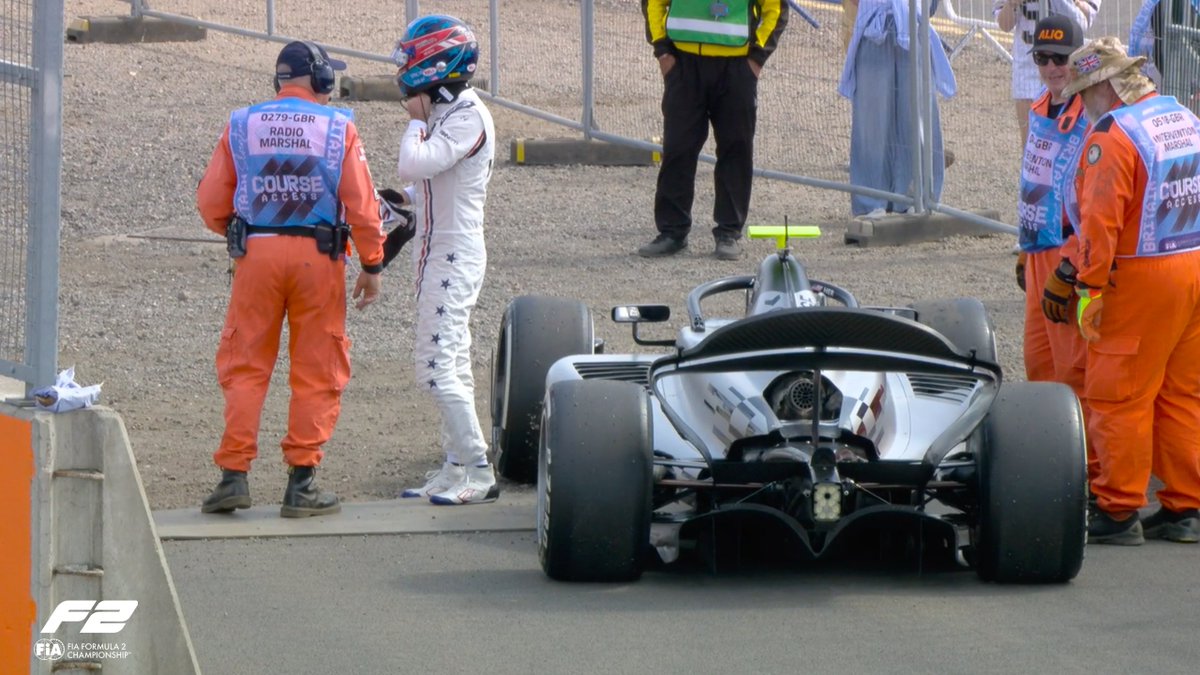 Formula2's tweet photo. Trouble for Colton Herta as his Hitech comes to a stop on circuit 😬❌

#F2 #BritishGP https://t.co/K7rPPhrPSP