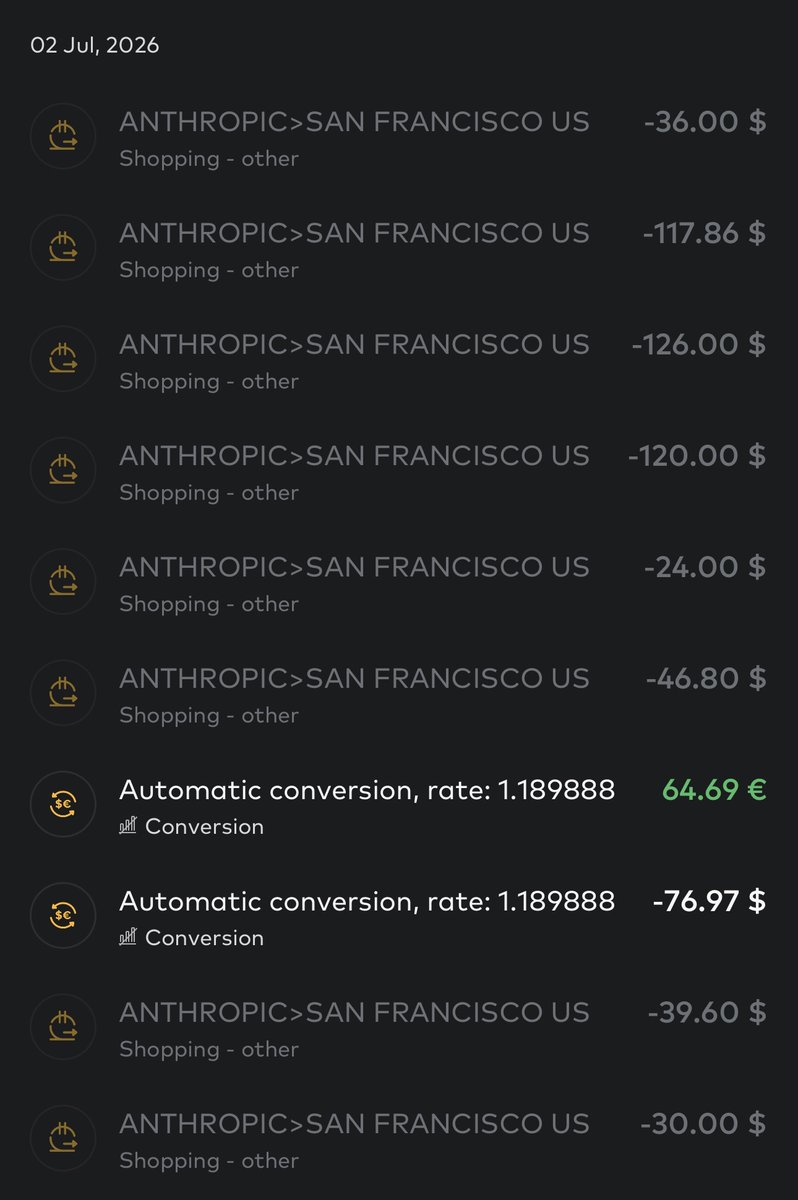 whopperborean's tweet photo. @kramernunez @Anthropic @claudeai hey, I seemingly have the same, I’ve contacted the bank, they confirmed this is legit Anthropic merchant. Not reflecting in my billing or usage in the account. @AnthropicAI @claudeai 

I’ve wrote to support chatbot, but ofc they are super slow.

(also tag @GergelyOrosz) https://t.co/zv4sugsO7y