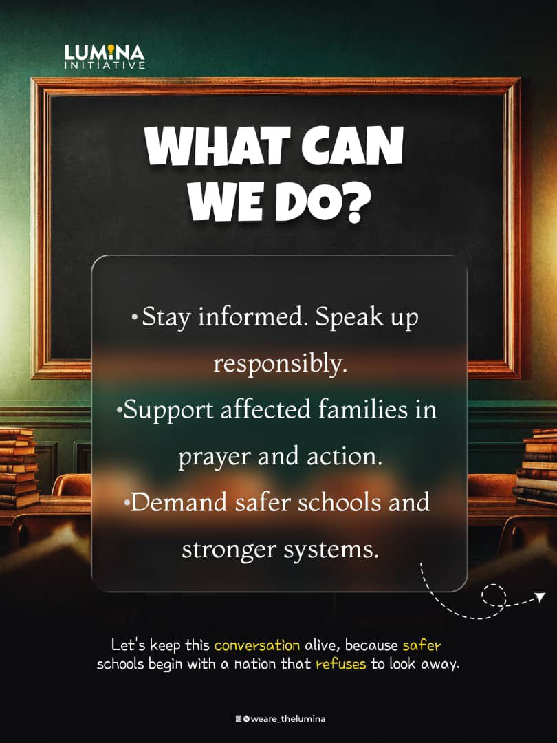weare_thelumina's tweet photo. So today, we add our voice to the hope of every parent still waiting, every teacher who deserves to return home, every child who deserves to learn in safety. https://t.co/A1OvhcrSzf