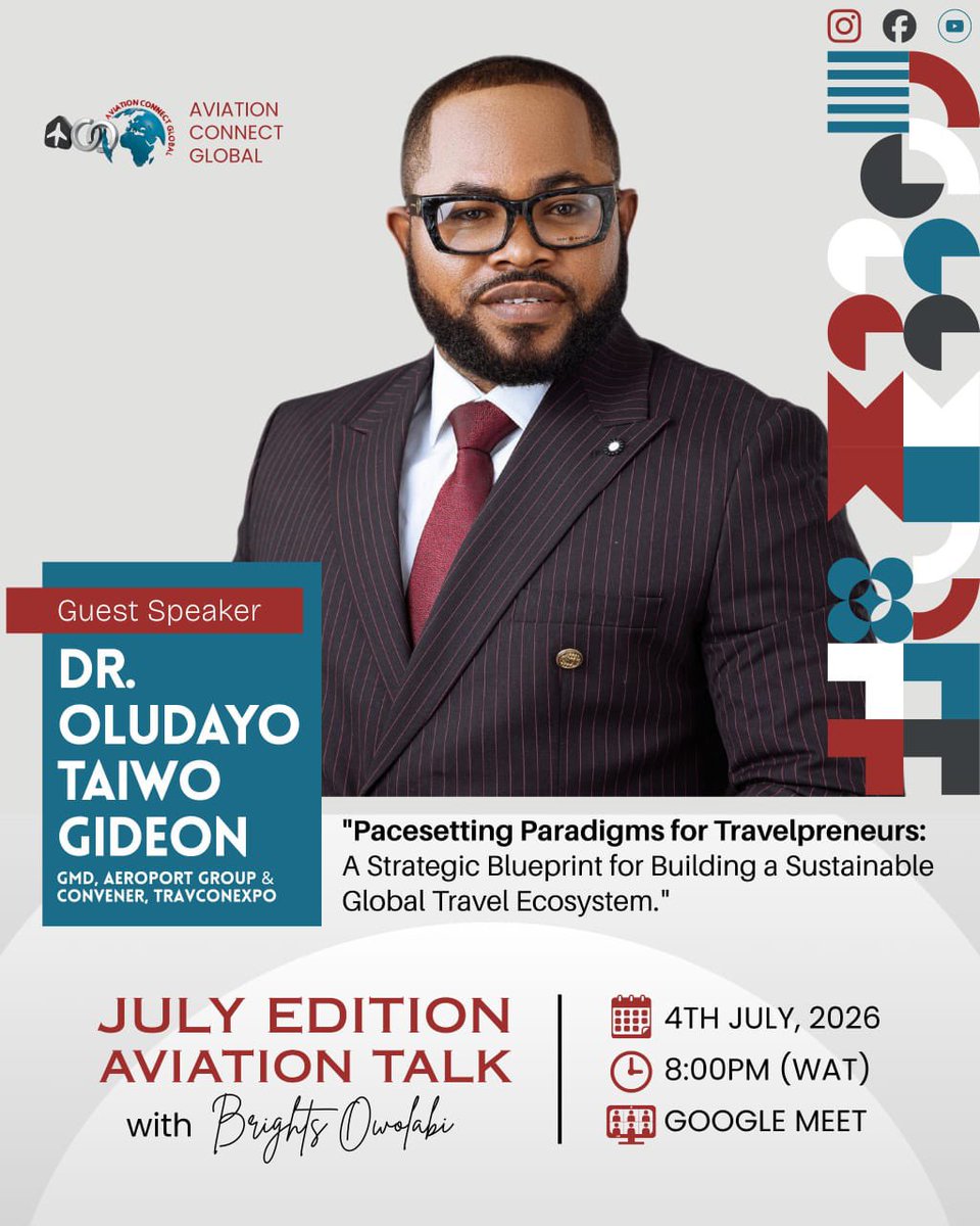 Olaxpolax's tweet photo. ✈️ *AVIATION TALK IS HERE!*✈️

Are you curious about the aviation industry? Do you dream of building a career in aviation, travel, airport operations, or becoming an entrepreneur in the travel sector?

Then you cannot afford to miss this edition of Aviation Talk! https://t.co/UFfh2grYN6