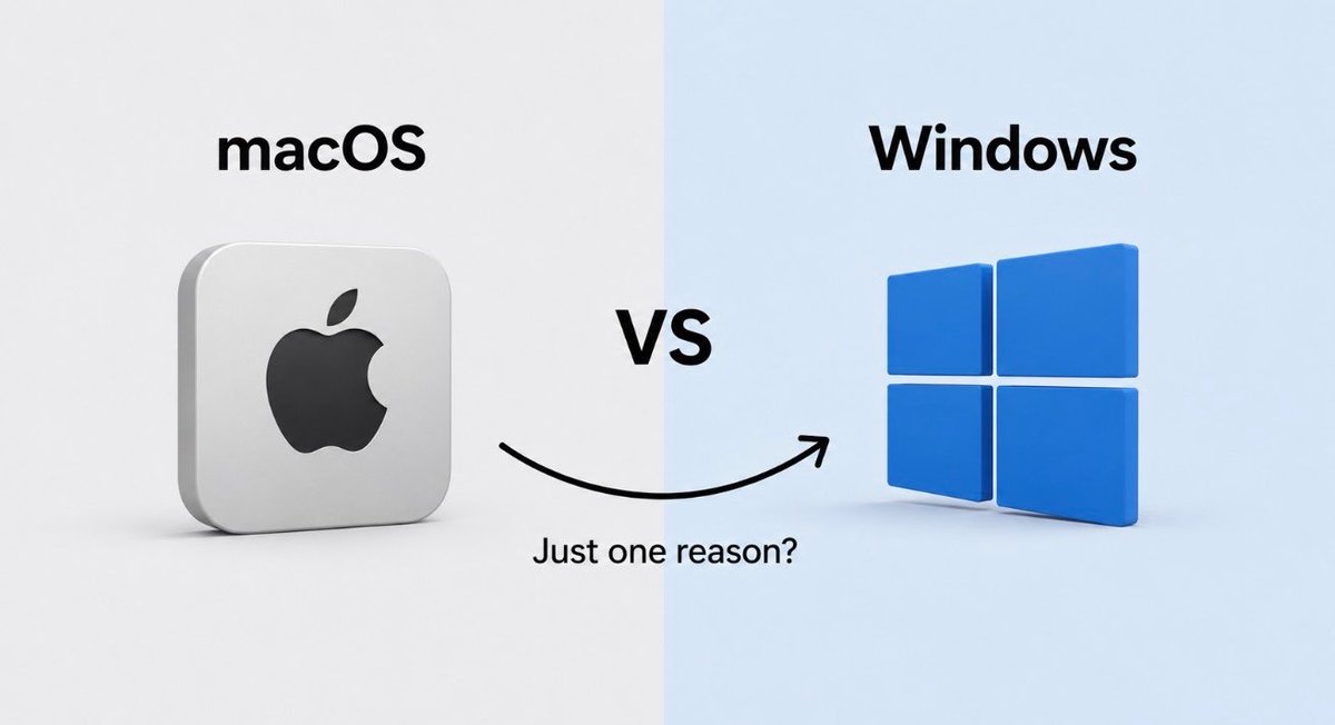 tanujDE3180's tweet photo. Give me one reason to switch from Mac to Windows ? https://t.co/ibfhwvtMwQ