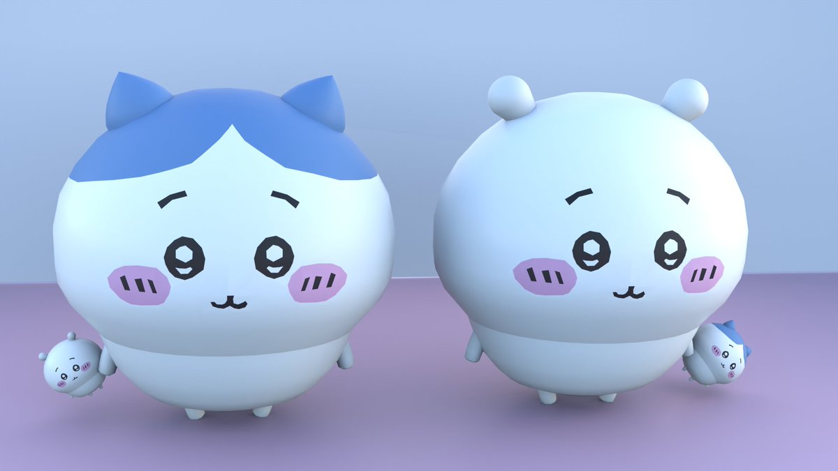 mio_nya2's tweet photo. Blenderの練習でモデリングしたちいかわとぬいぐるみ😳 https://t.co/Q5L5VIIDp5