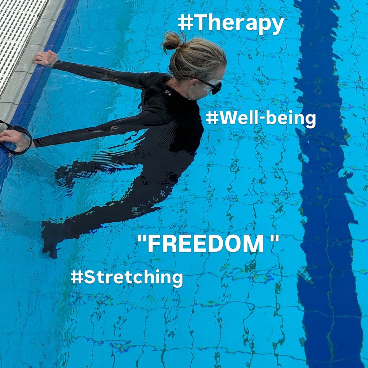 egee1's tweet photo. Time in the water feels so therapeutic for my posture. Walking with a walking frame means I’m constantly arching my back &amp; holding my body in one position, so being in the pool gives me the freedom to move in the opposite plane, stretch out, open up and release all that tension! https://t.co/4Vomoqs7bO